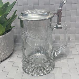 ALWE VINTAGE WEST GERMANY ETCHED GLASS BEER STEIN